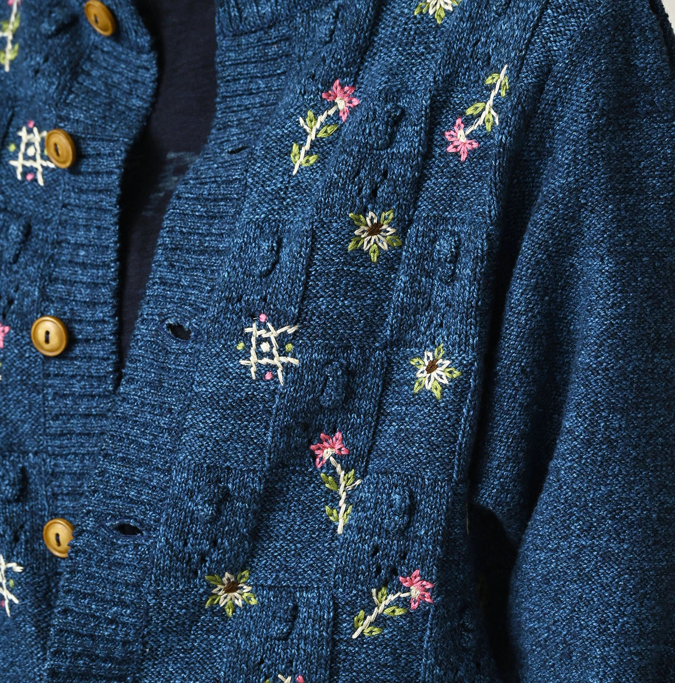 Indigo Pom-pom Flower Bolero