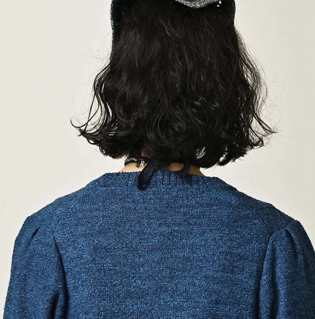 Indigo Pom-pom Flower Bolero