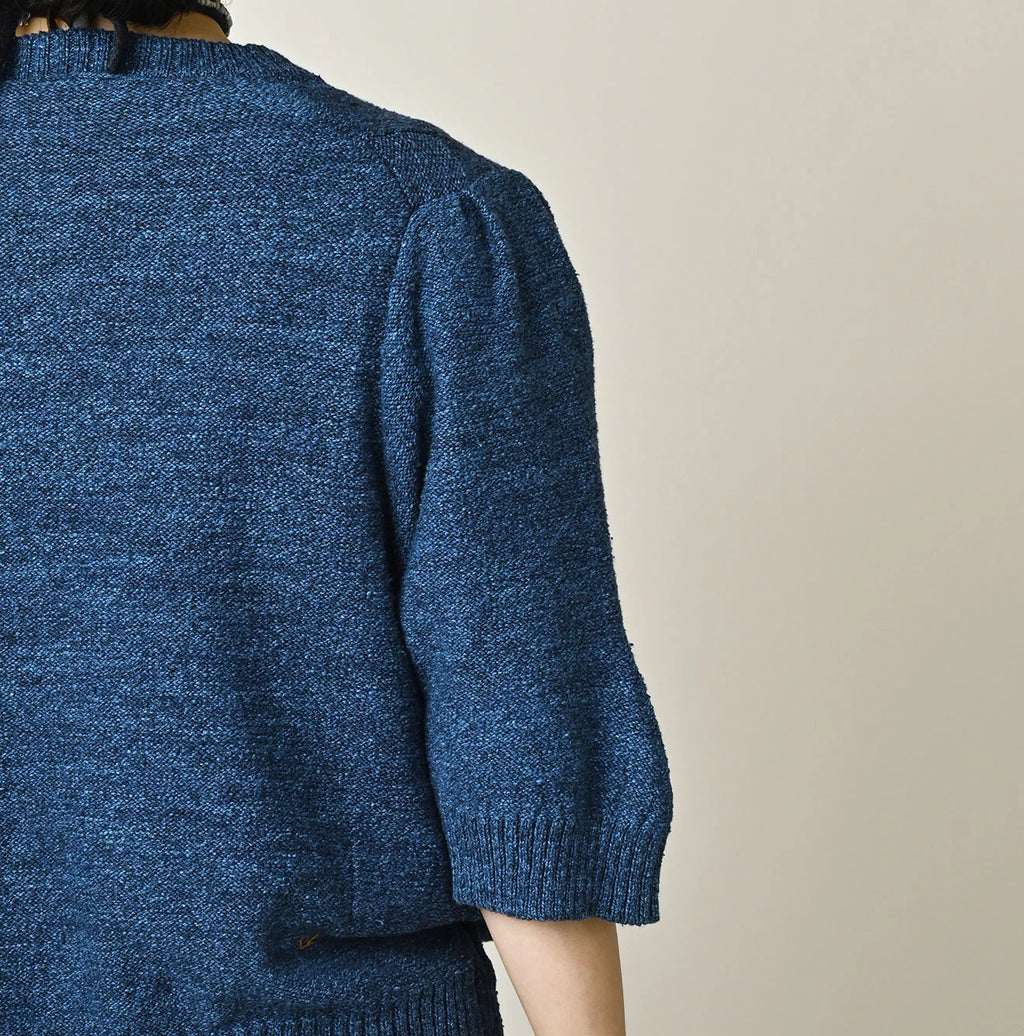 Indigo Pom-pom Flower Bolero