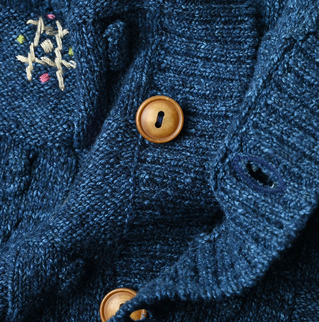 Indigo Pom-pom Flower Bolero