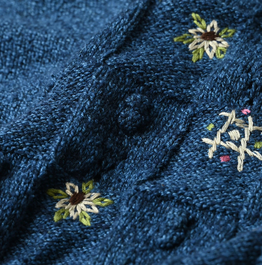 Indigo Pom-pom Flower Bolero