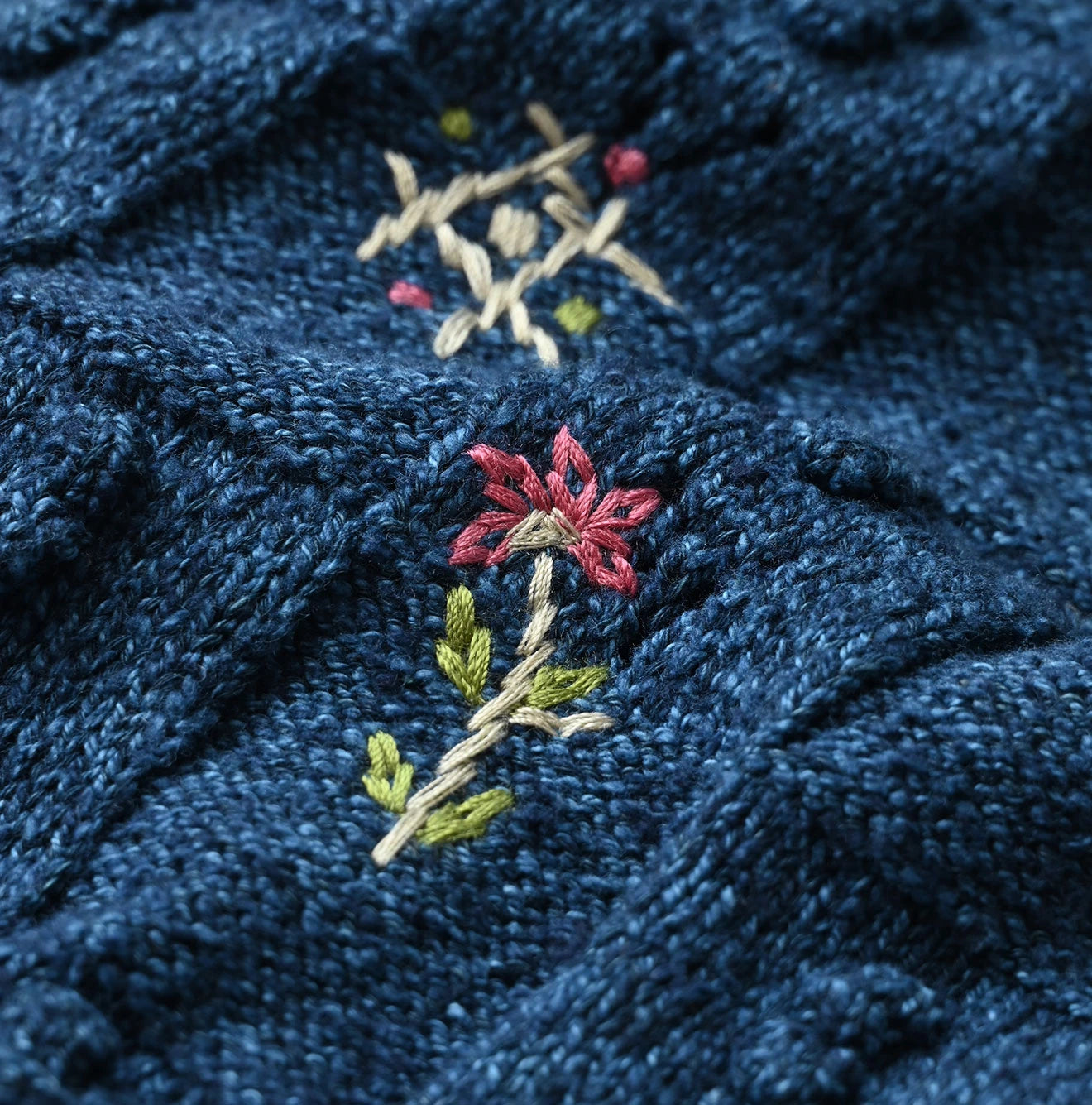 Indigo Pom-pom Flower Bolero