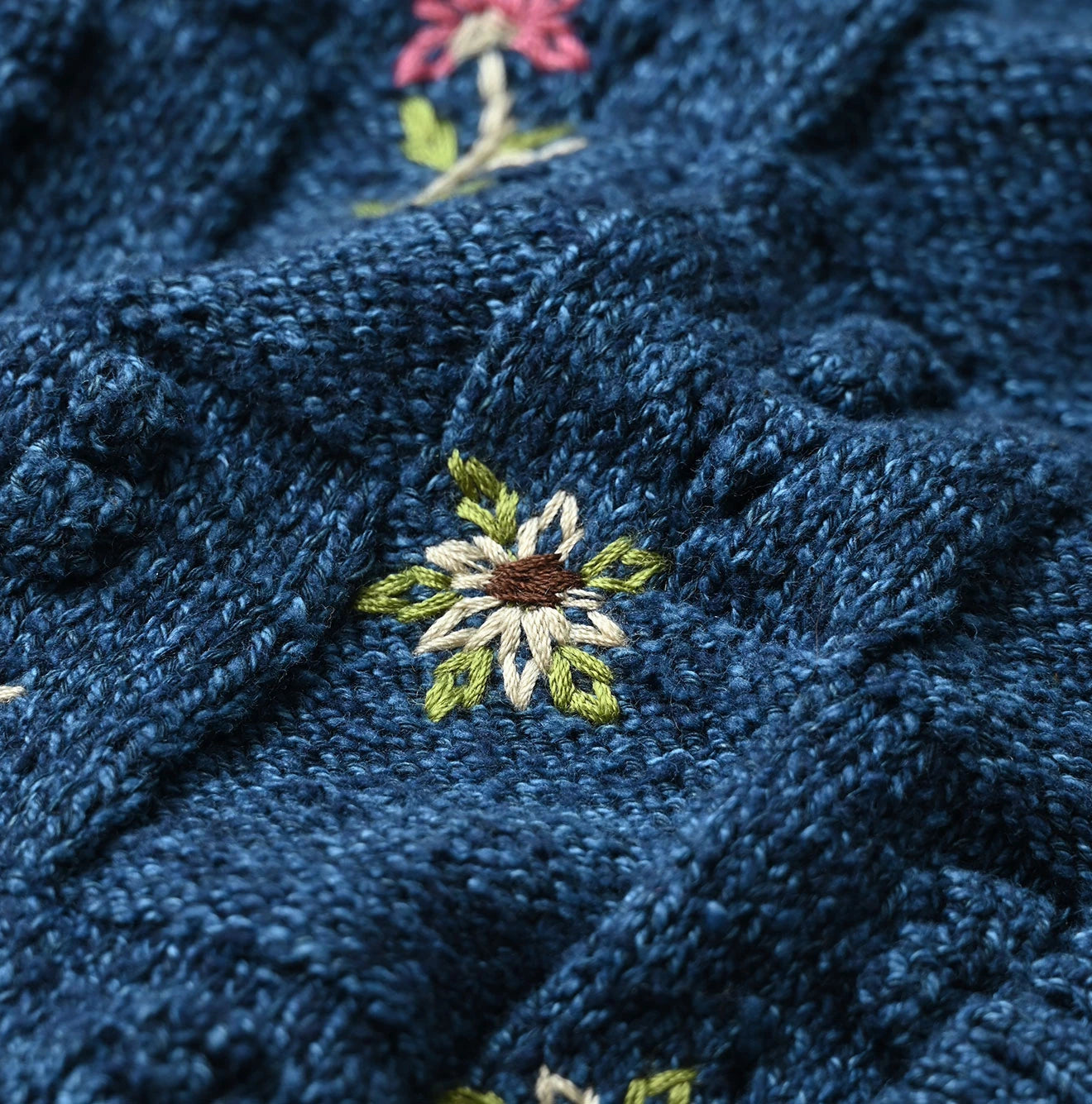 Indigo Pom-pom Flower Bolero