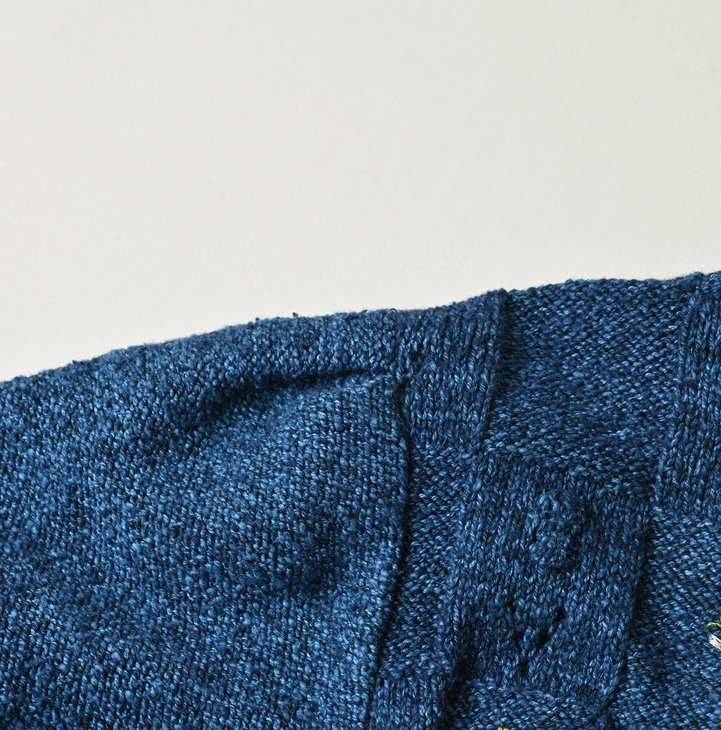 Indigo Pom-pom Flower Bolero