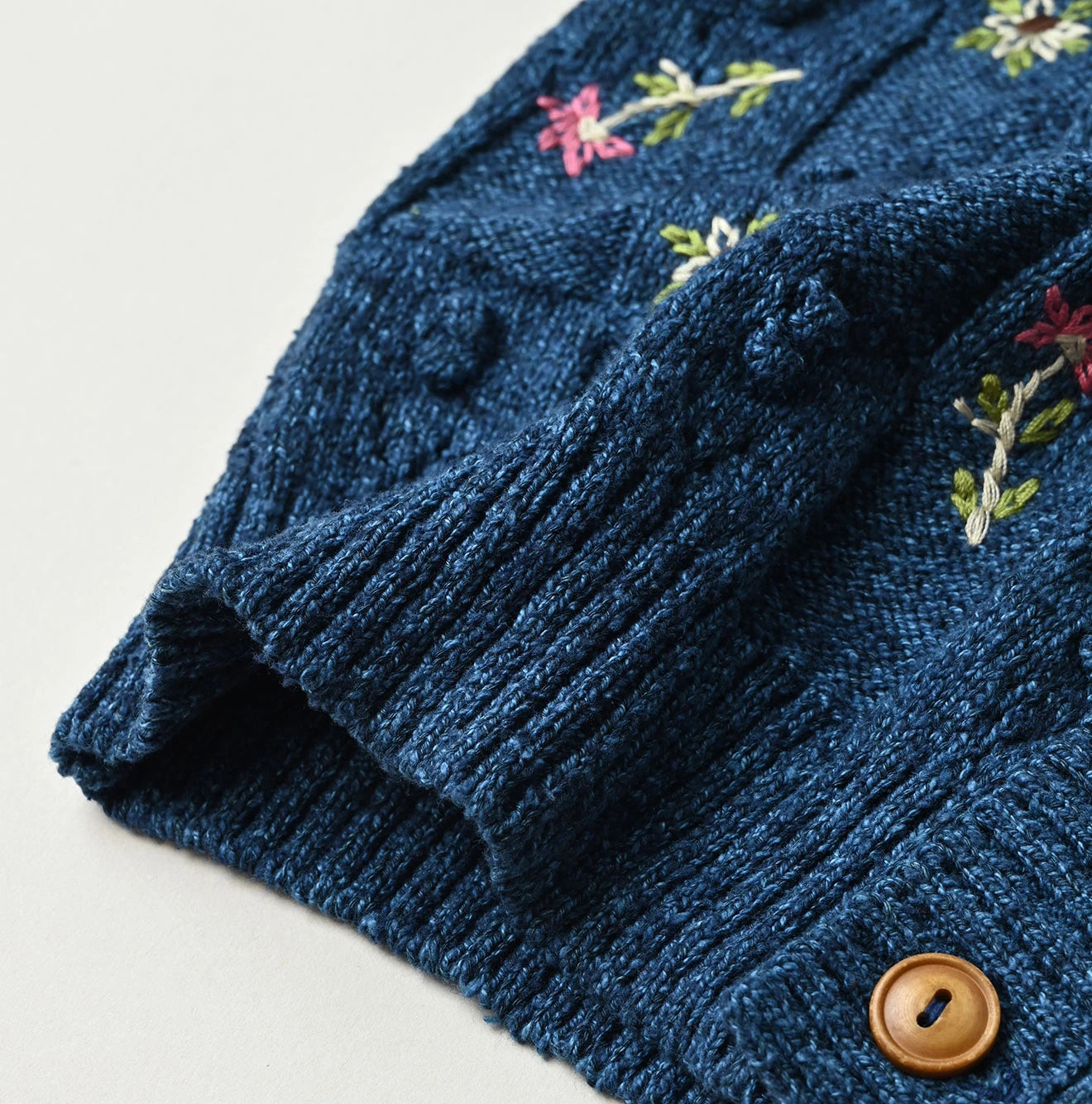 Indigo Pom-pom Flower Bolero