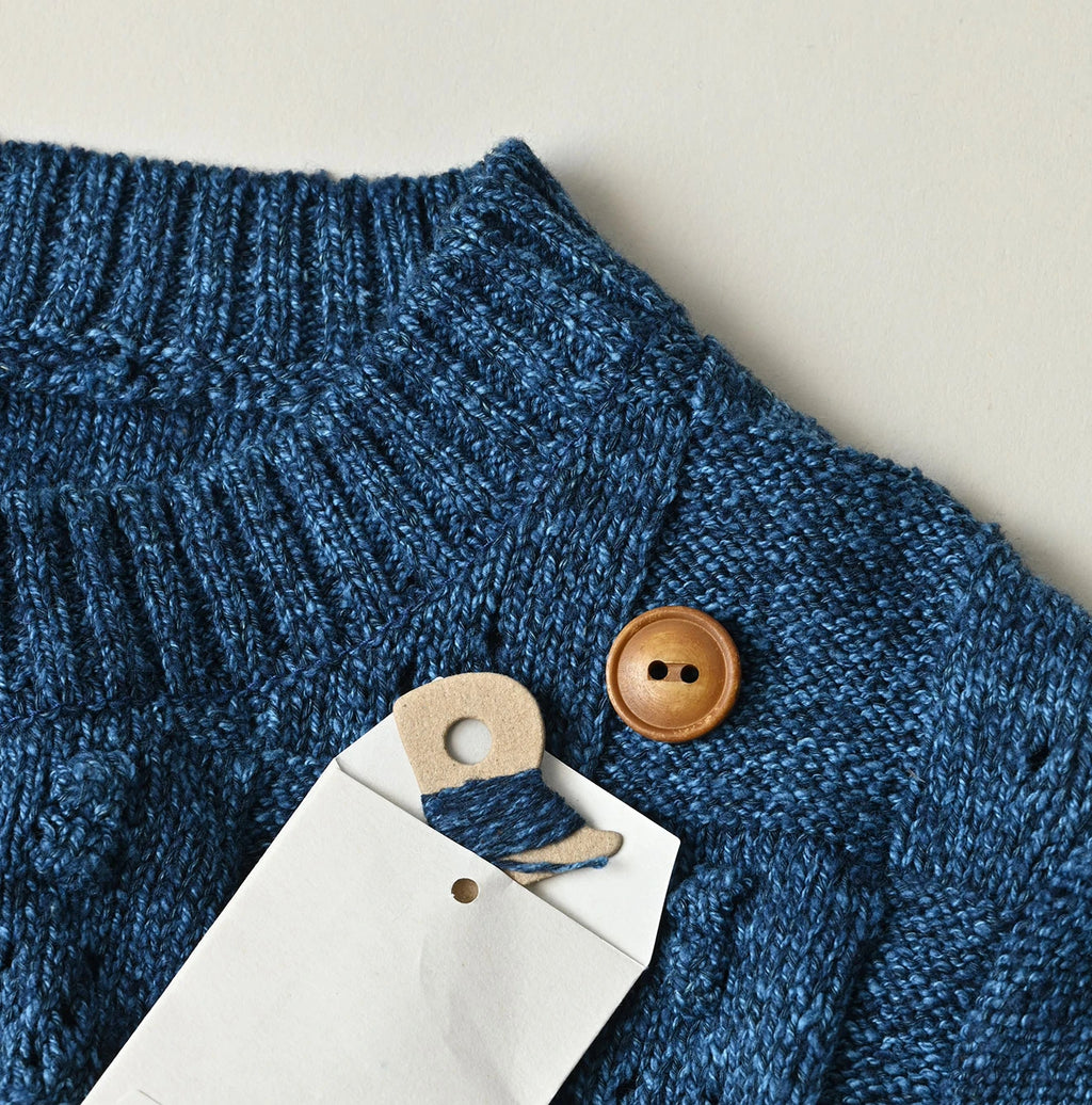 Indigo Pom-pom Flower Bolero