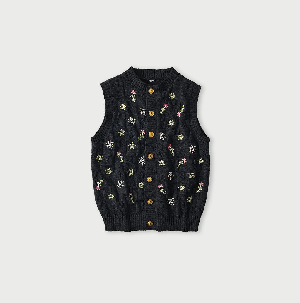 Indigo Pom-pom Flower Vest