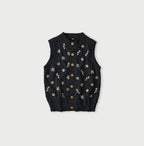 Indigo Pom-pom Flower Vest