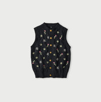 Indigo Pom-pom Flower Vest