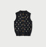 Indigo Pom-pom Flower Vest