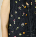 Indigo Pom-pom Flower Vest
