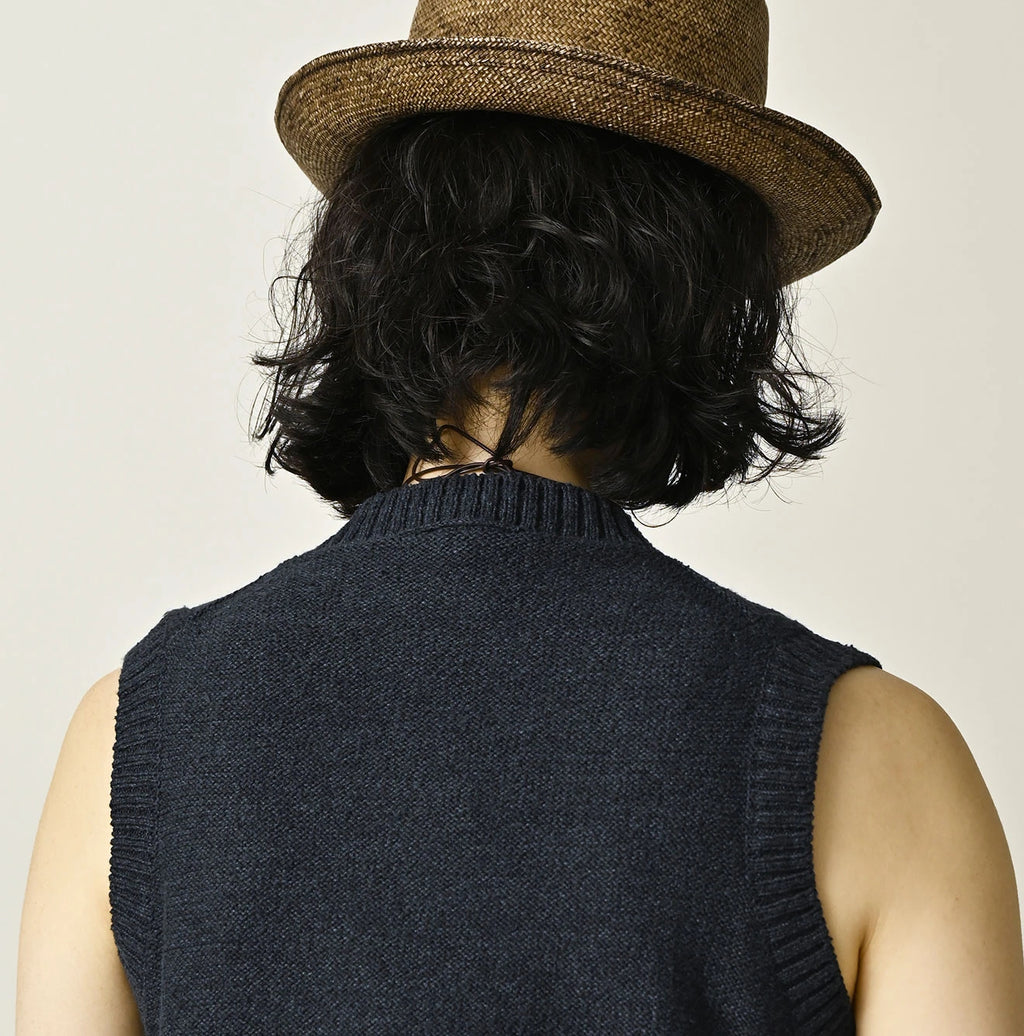 Indigo Pom-pom Flower Vest