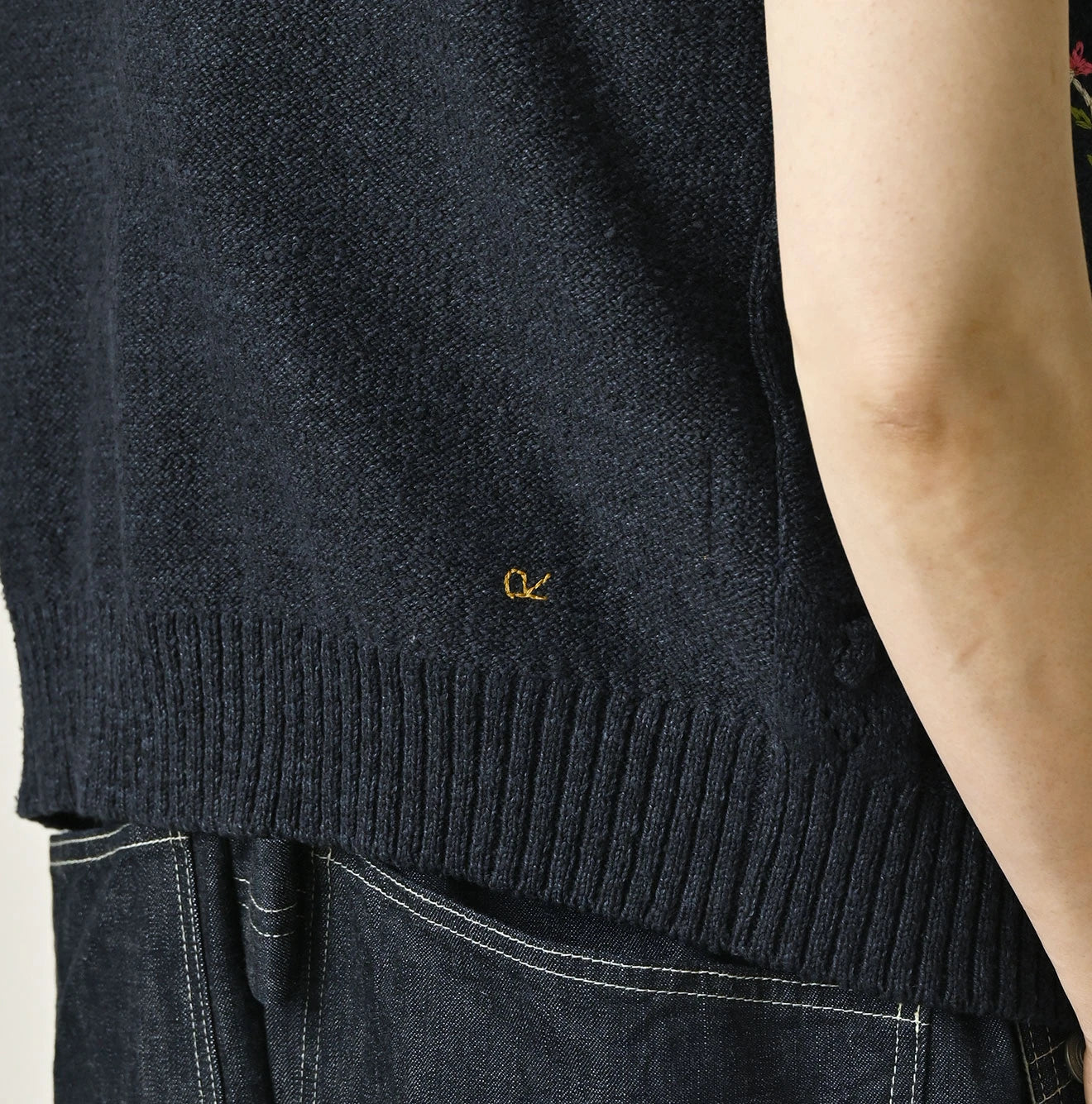 Indigo Pom-pom Flower Vest