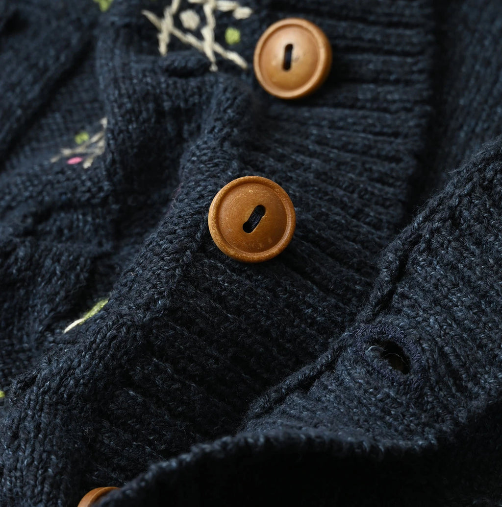 Indigo Pom-pom Flower Vest