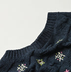 Indigo Pom-pom Flower Vest