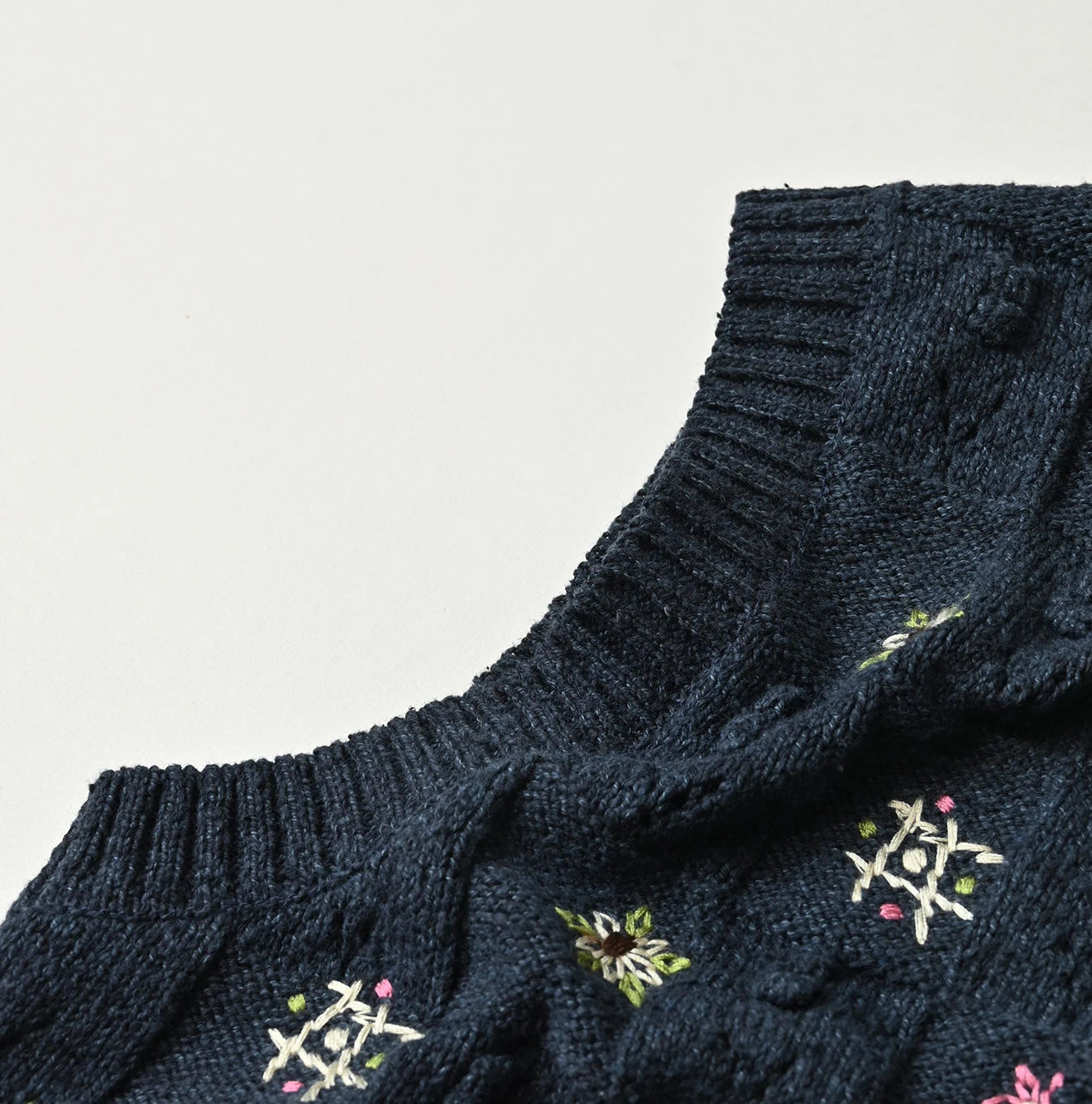 Indigo Pom-pom Flower Vest