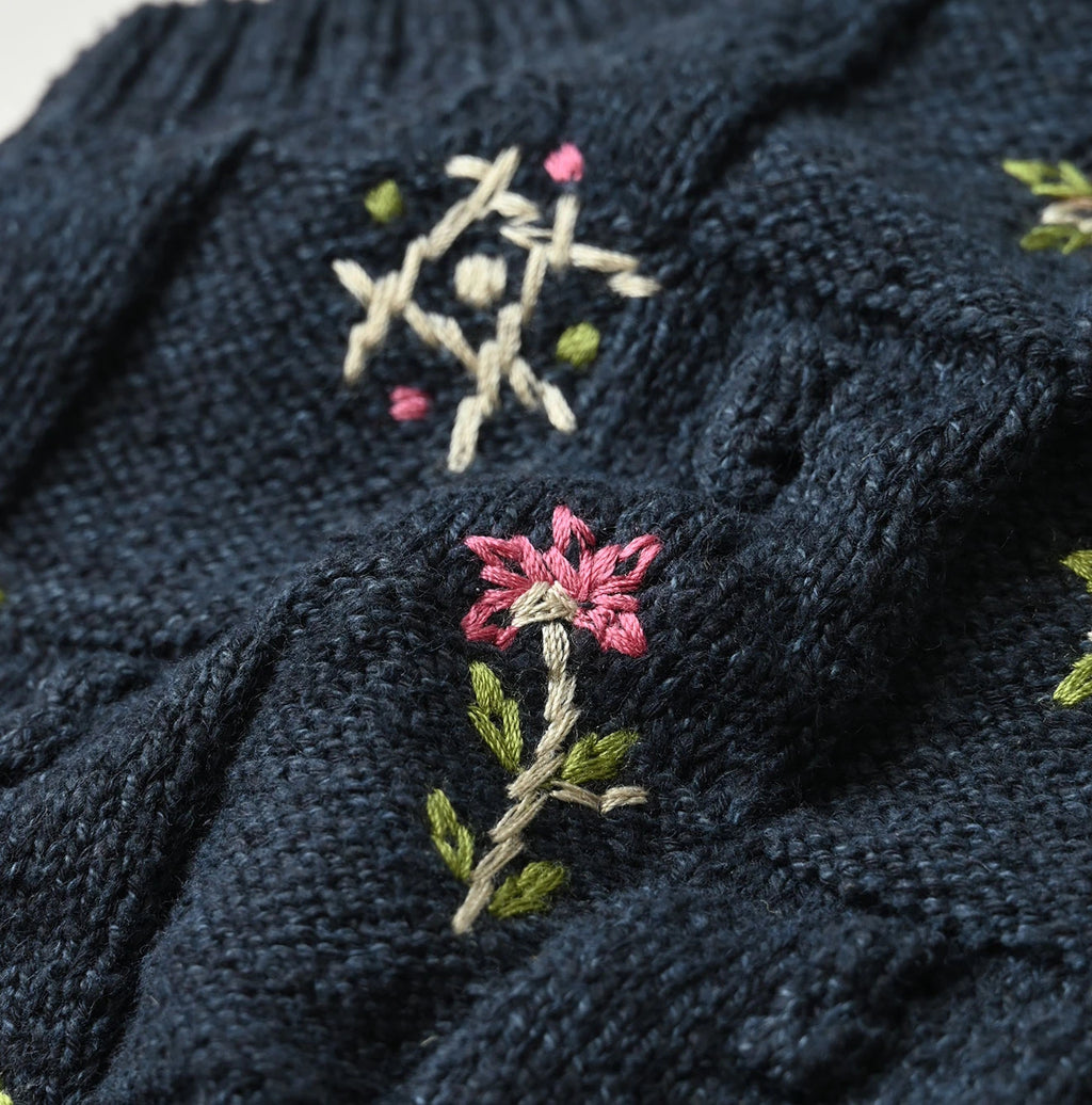 Indigo Pom-pom Flower Vest