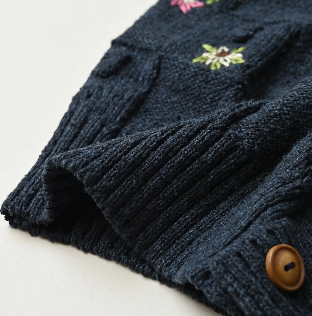 Indigo Pom-pom Flower Vest