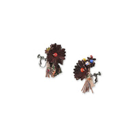 Leather x Glass Beads Bouquet Flower Earrings