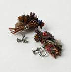 Leather x Glass Beads Bouquet Flower Earrings Detail