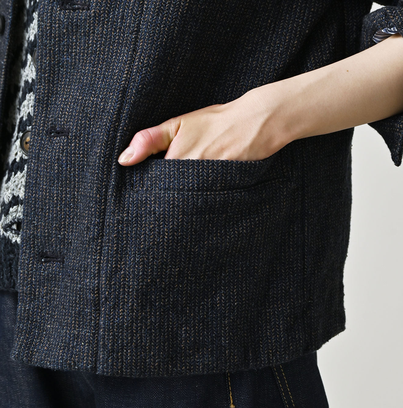 Indigo Cotton Tweed Petit Coverall