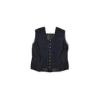 Indigo Supima Batiste Cutwork No Sleeve T-shirt Indigo
