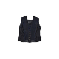 Indigo Supima Batiste Cutwork No Sleeve T-shirt