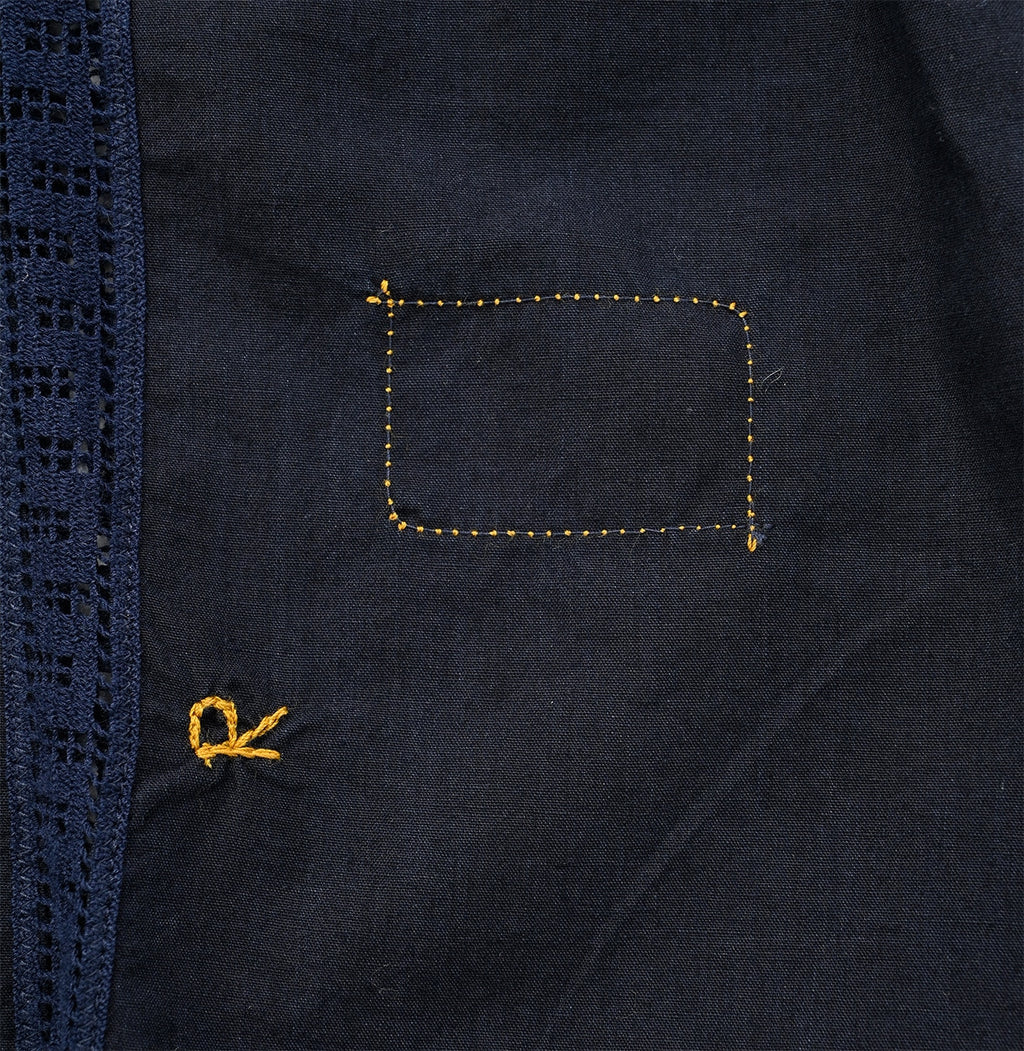 Indigo Supima Batiste Cutwork No Sleeve T-shirt Detail
