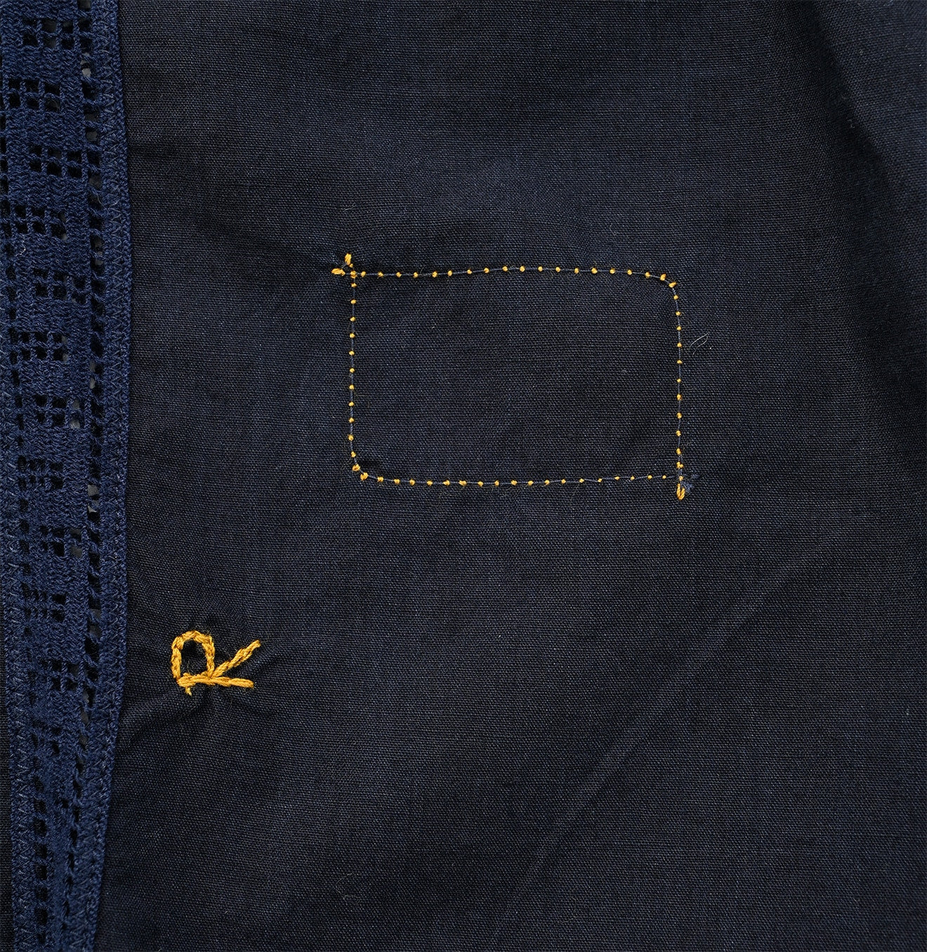 Indigo Supima Batiste Cutwork No Sleeve T-shirt Detail