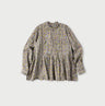 Indian Khadi Soapworts Flower Print Blouse Warm Gray
