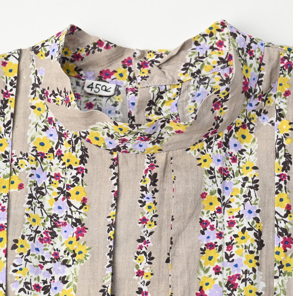 Indian Khadi Soapworts Flower Print Blouse Detail