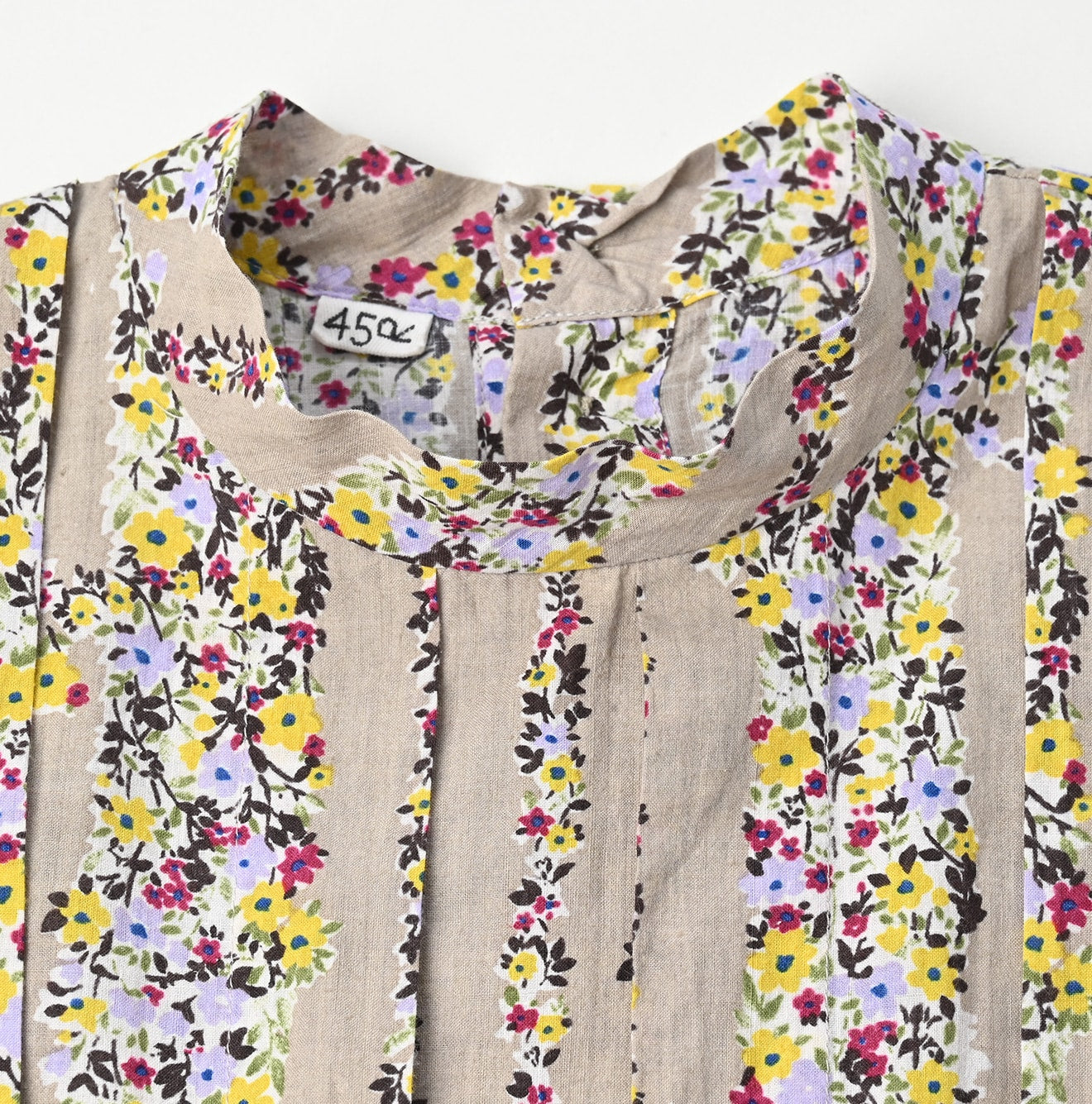 Indian Khadi Soapworts Flower Print Blouse Detail