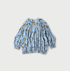 45 Gauze Antique Flower Print Shirring Blouse