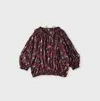 45 Gauze Antique Flower Print Shirring Blouse Enji
