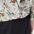 45 Gauze Antique Flower Print Shirring Blouse Detail