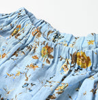 45 Gauze Antique Flower Print Shirring Blouse Detail
