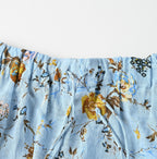 45 Gauze Antique Flower Print Shirring Blouse Detail