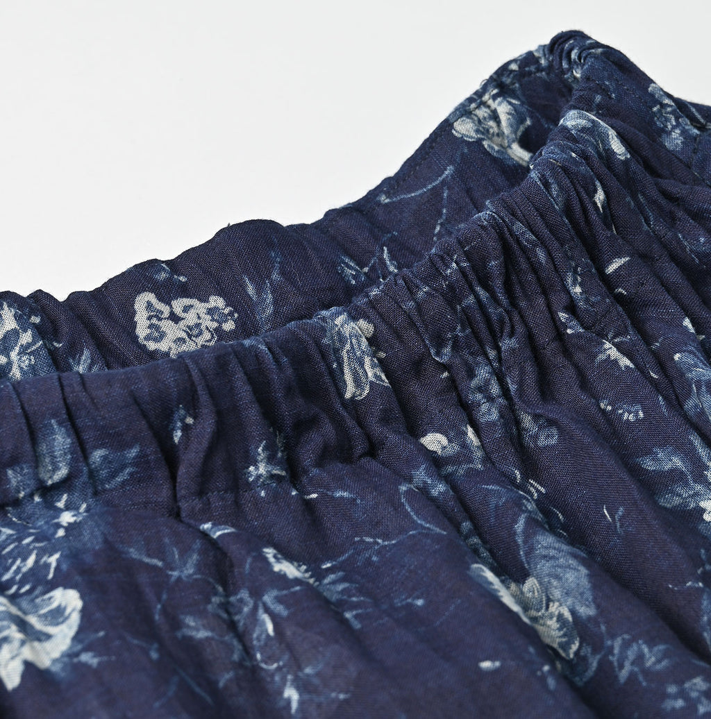 Indigo 45 Gauze Antique Flower Print Shirring Blouse Detail