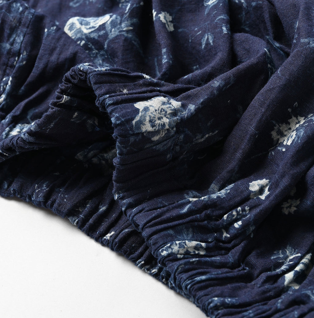 Indigo 45 Gauze Antique Flower Print Shirring Blouse Detail