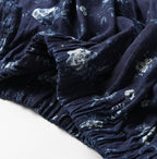 Indigo 45 Gauze Antique Flower Print Shirring Blouse Detail