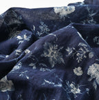 Indigo 45 Gauze Antique Flower Print Shirring Blouse Detail