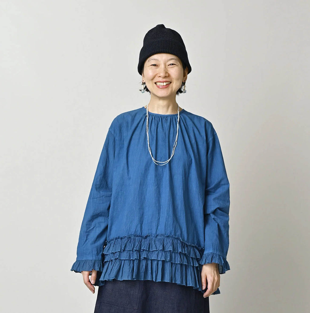Ai Khadi x Feather Khadi Silk Peplum Frill de T-shirt