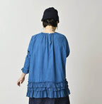 Ai Khadi x Feather Khadi Silk Peplum Frill de T-shirt