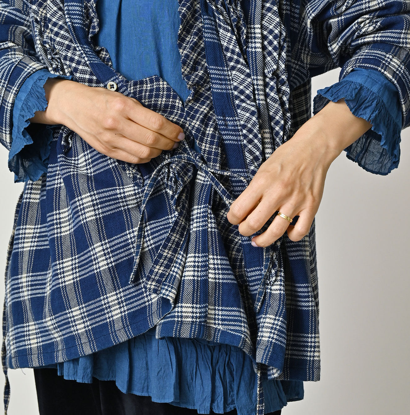 Indian Ai Flannel Mix Patchwork Frill Cache-Coeur