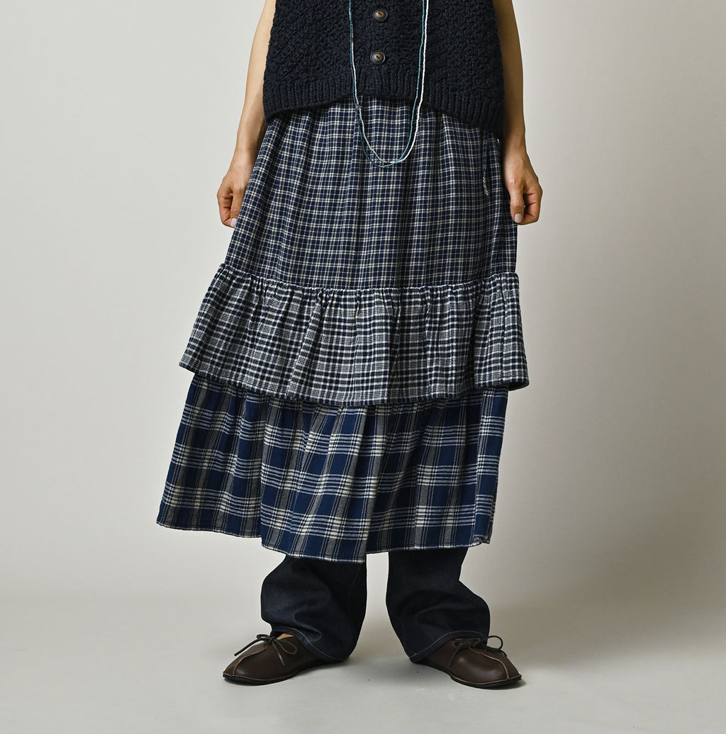 Indian Ai Flannel Mix Tiered Frill Petti Skirt