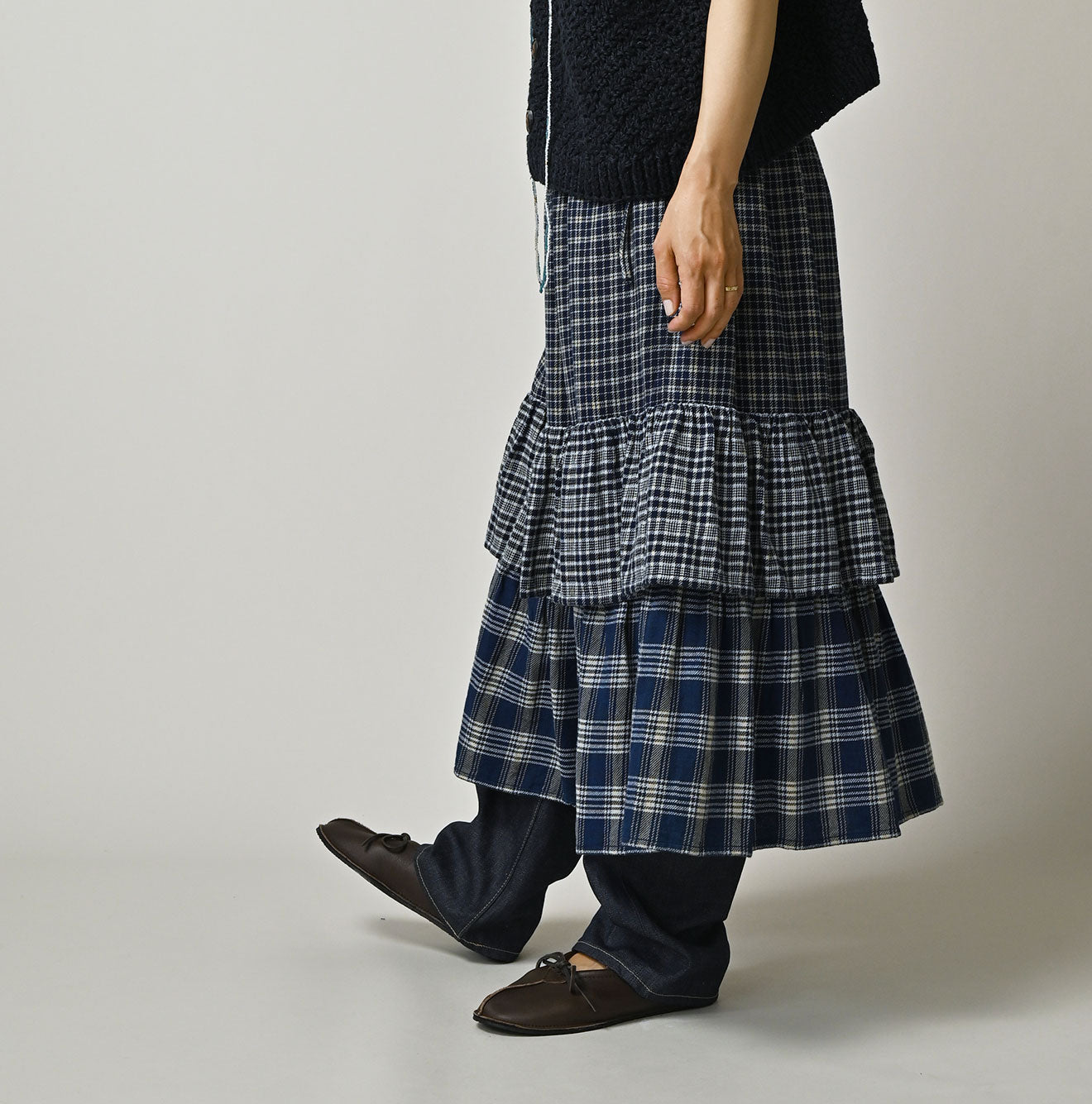Indian Ai Flannel Mix Tiered Frill Petti Skirt