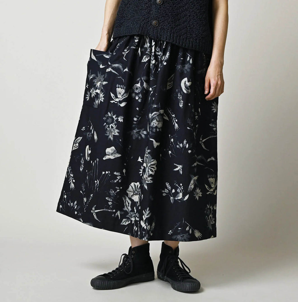 Indigo Donkey Tale Print Easy Apron Skirt