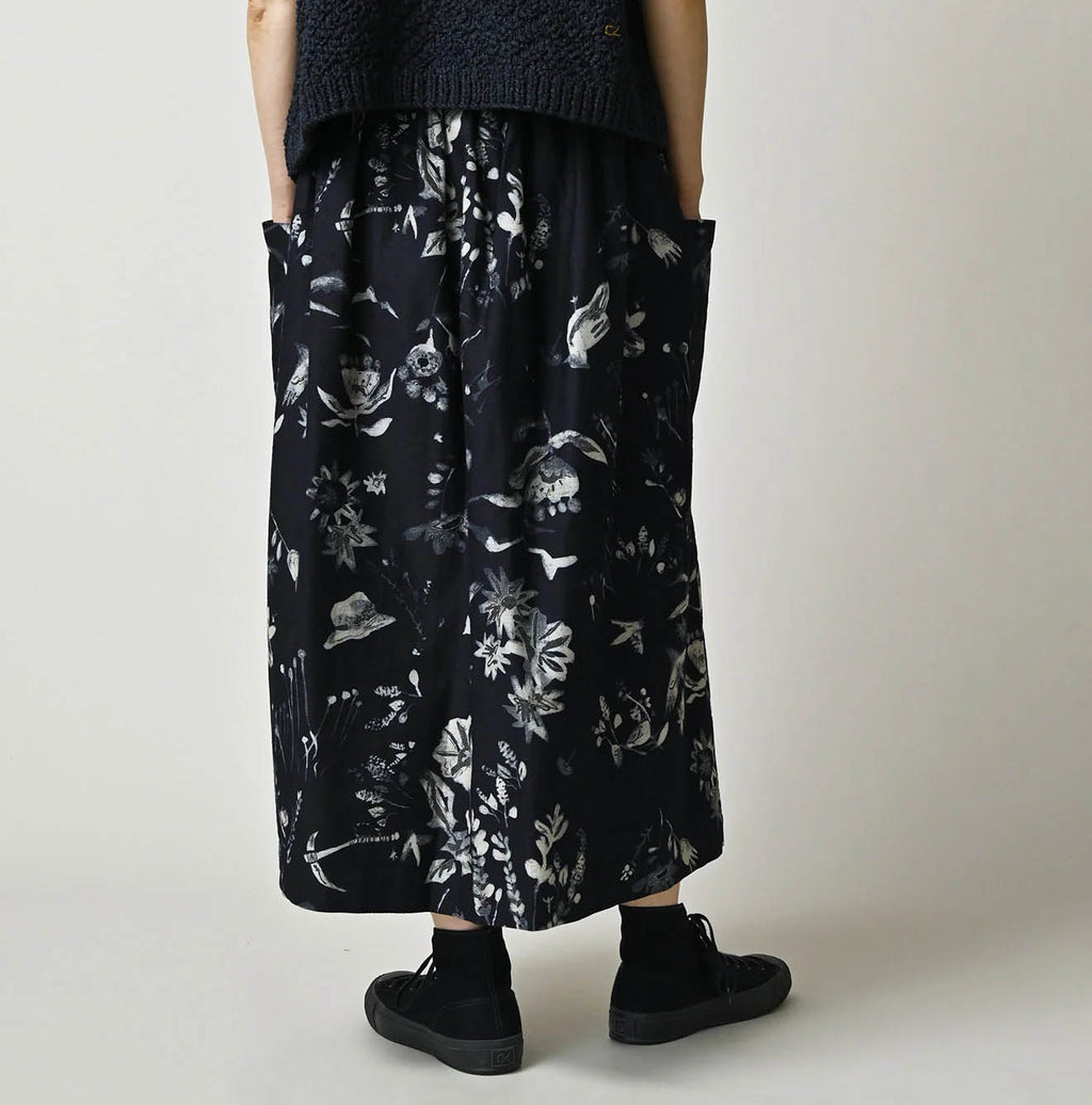 Indigo Donkey Tale Print Easy Apron Skirt