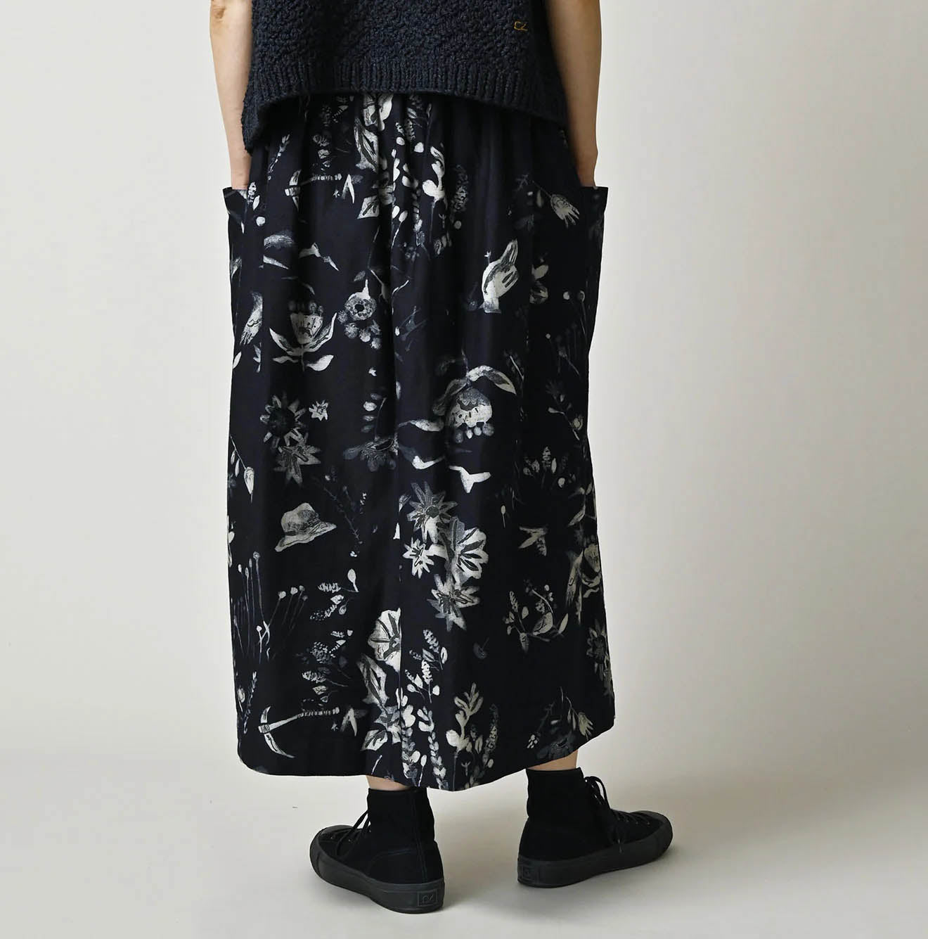 Indigo Donkey Tale Print Easy Apron Skirt