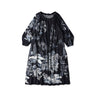 Indigo Wonderland Print Tuck Dress